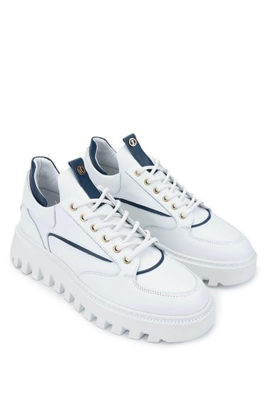  Tamer Tanca Erkek Hakiki Deri Beyaz Casual Ayakkabı