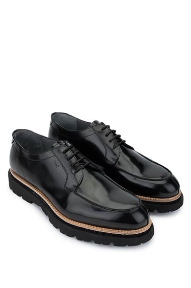  Tamer Tanca Erkek Hakiki Deri Siyah Açma Casual Ayakkabı