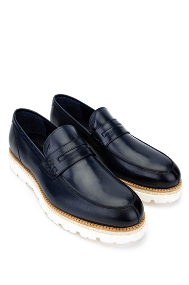  Tamer Tanca Erkek Hakiki Deri Lacivert Casual Ayakkabı