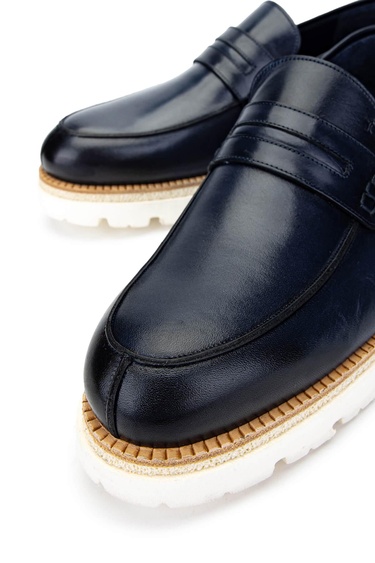  Tamer Tanca Erkek Hakiki Deri Lacivert Casual Ayakkabı