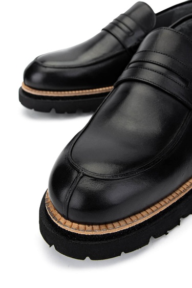  Tamer Tanca Erkek Hakiki Deri Siyah Deri Casual Ayakkabı