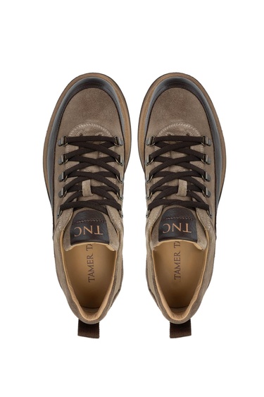  Tamer Tanca Erkek Hakiki Deri Bej Süet Sneakers & Spor Ayakkabı