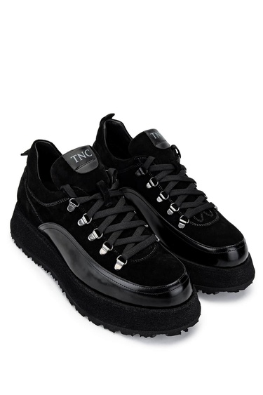  Tamer Tanca Erkek Hakiki Deri Siyah Süet Sneakers & Spor Ayakkabı