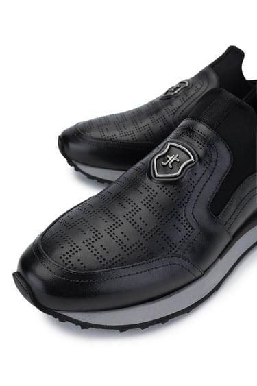  Tamer Tanca Erkek Hakiki Deri Siyah Sneakers & Spor Ayakkabı