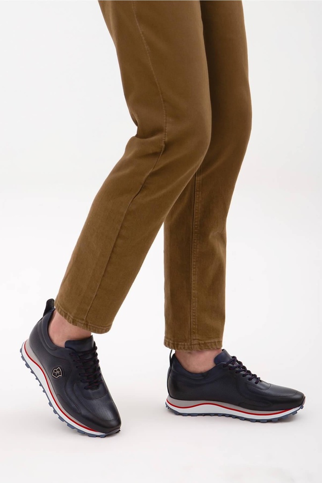  Tamer Tanca Erkek Hakiki Deri Lacivert Casual Ayakkabı