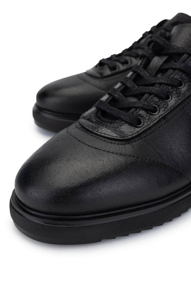  Tamer Tanca Erkek Hakiki Deri Siyah Casual Ayakkabı