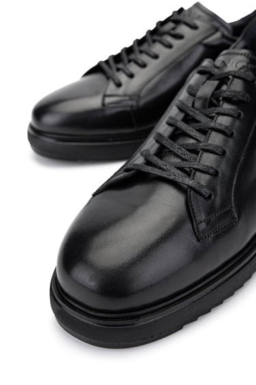  Tamer Tanca Erkek Hakiki Deri Siyah Deri Casual Ayakkabı