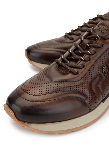  Tamer Tanca Erkek Hakiki Deri Kahverengi Sneakers & Spor Ayakkabı