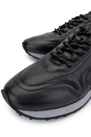  Tamer Tanca Erkek Hakiki Deri Siyah Sneakers & Spor Ayakkabı