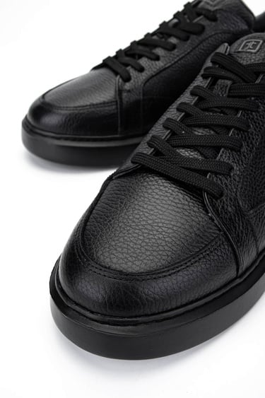  Tamer Tanca Erkek Hakiki Deri Siyah Floter Sneakers & Spor Ayakkabı