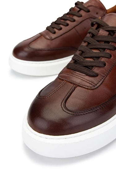  Tamer Tanca Erkek Hakiki Deri Kahverengi Sneakers & Spor Ayakkabı