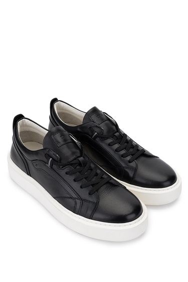  Tamer Tanca Erkek Hakiki Deri Siyah Sneakers & Spor Ayakkabı