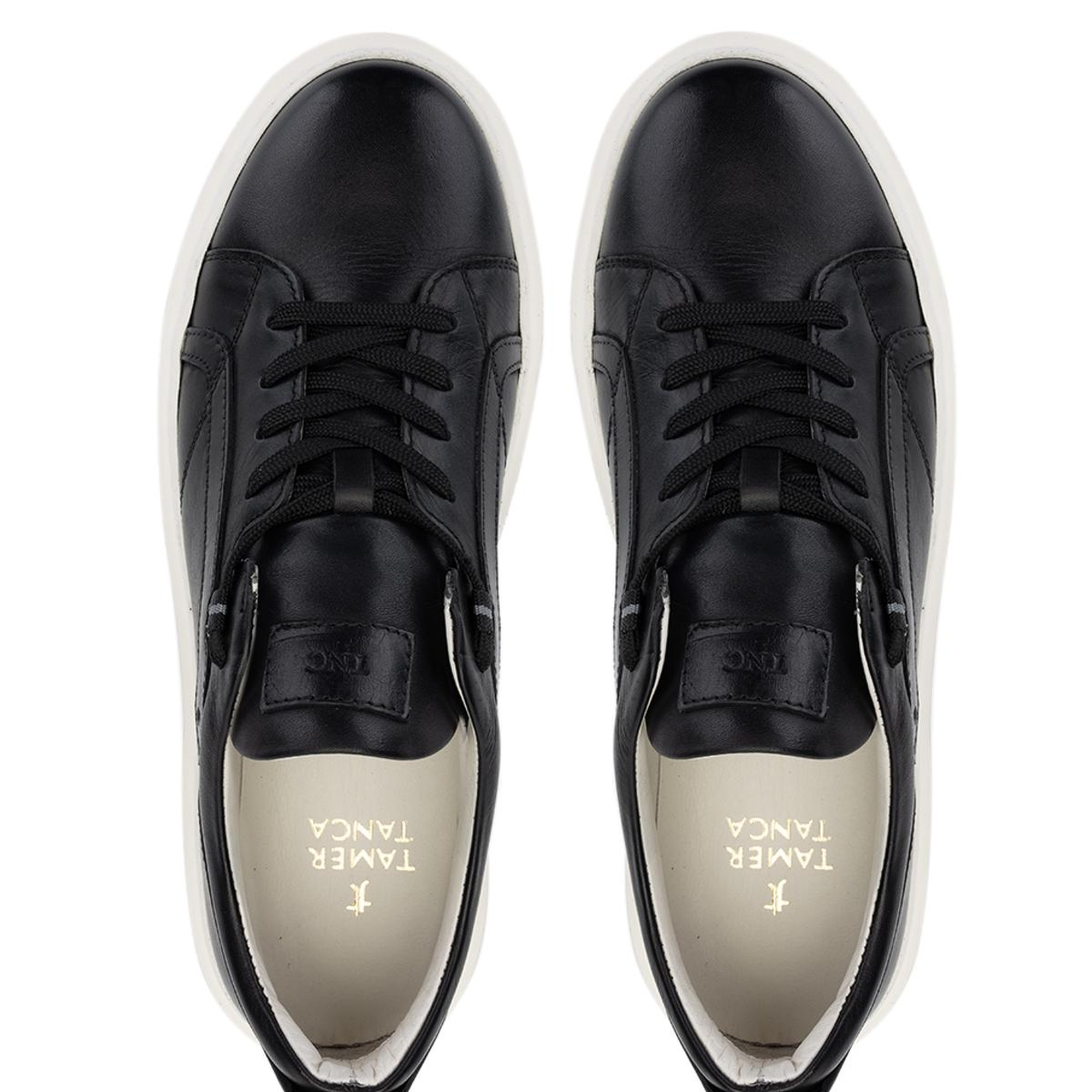 Tamer Tanca Erkek Hakiki Deri Siyah Sneakers & Spor Ayakkabı