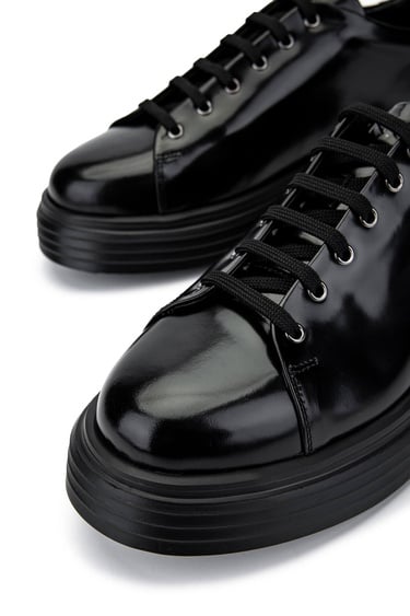  Tamer Tanca Erkek Hakiki Deri Siyah Açma Sneakers & Spor Ayakkabı