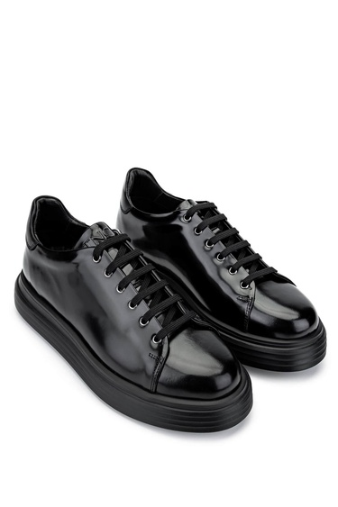  Tamer Tanca Erkek Hakiki Deri Siyah Açma Sneakers & Spor Ayakkabı