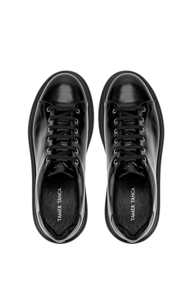  Tamer Tanca Erkek Hakiki Deri Siyah Açma Sneakers & Spor Ayakkabı