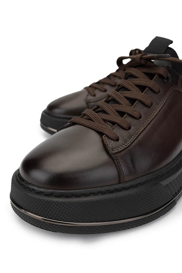  Tamer Tanca Erkek Hakiki Deri Kahverengi Sneakers & Spor Ayakkabı