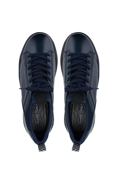  Tamer Tanca Erkek Hakiki Deri Lacivert Sneakers & Spor Ayakkabı