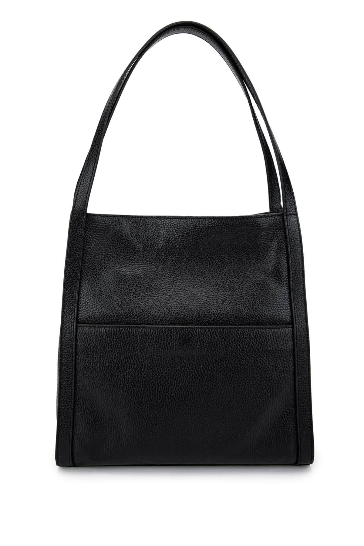  Tamer Tanca Kadın Hakiki Deri Siyah Floter Omuz Çanta