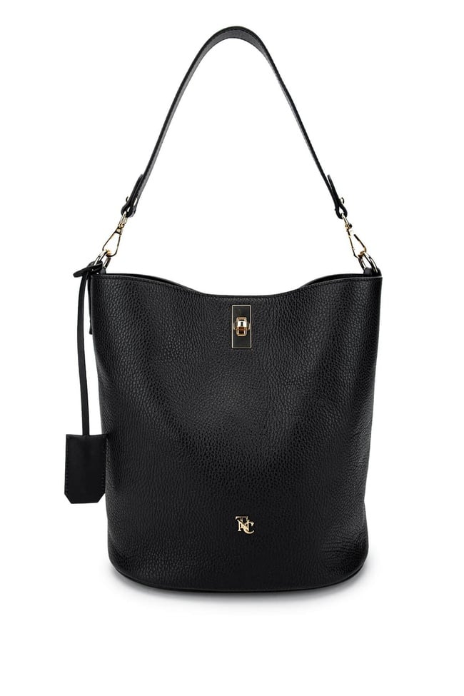  Tamer Tanca Kadın Hakiki Deri Siyah Floter Omuz Çanta