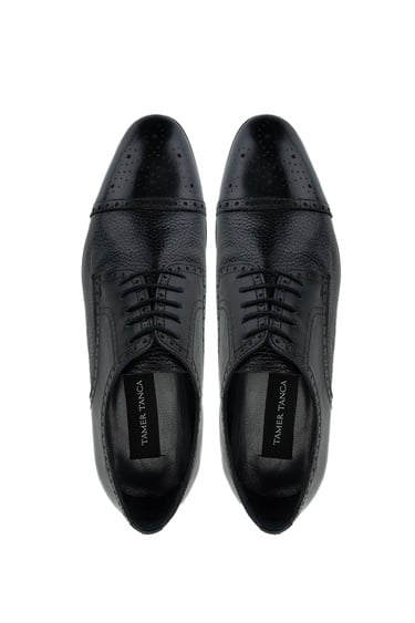  Tamer Tanca Erkek Hakiki Deri Siyah Klasik Ayakkabı