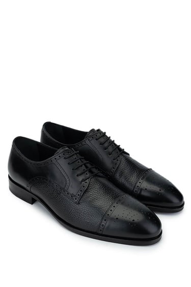  Tamer Tanca Erkek Hakiki Deri Siyah Klasik Ayakkabı