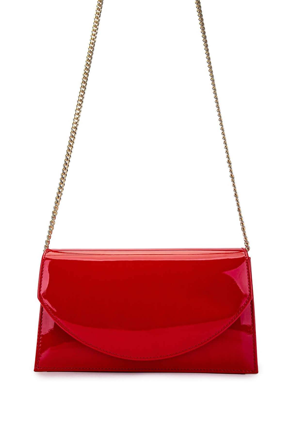  Tamer Tanca Kadın Vegan Kırmızı Rugan Omuz Çanta