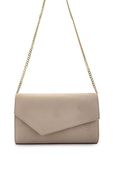  Tamer Tanca Kadın Vegan Bej Süet Omuz Çanta