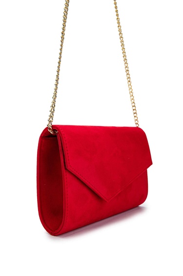  Tamer Tanca Kadın Vegan Kırmızı Süet Omuz Çanta