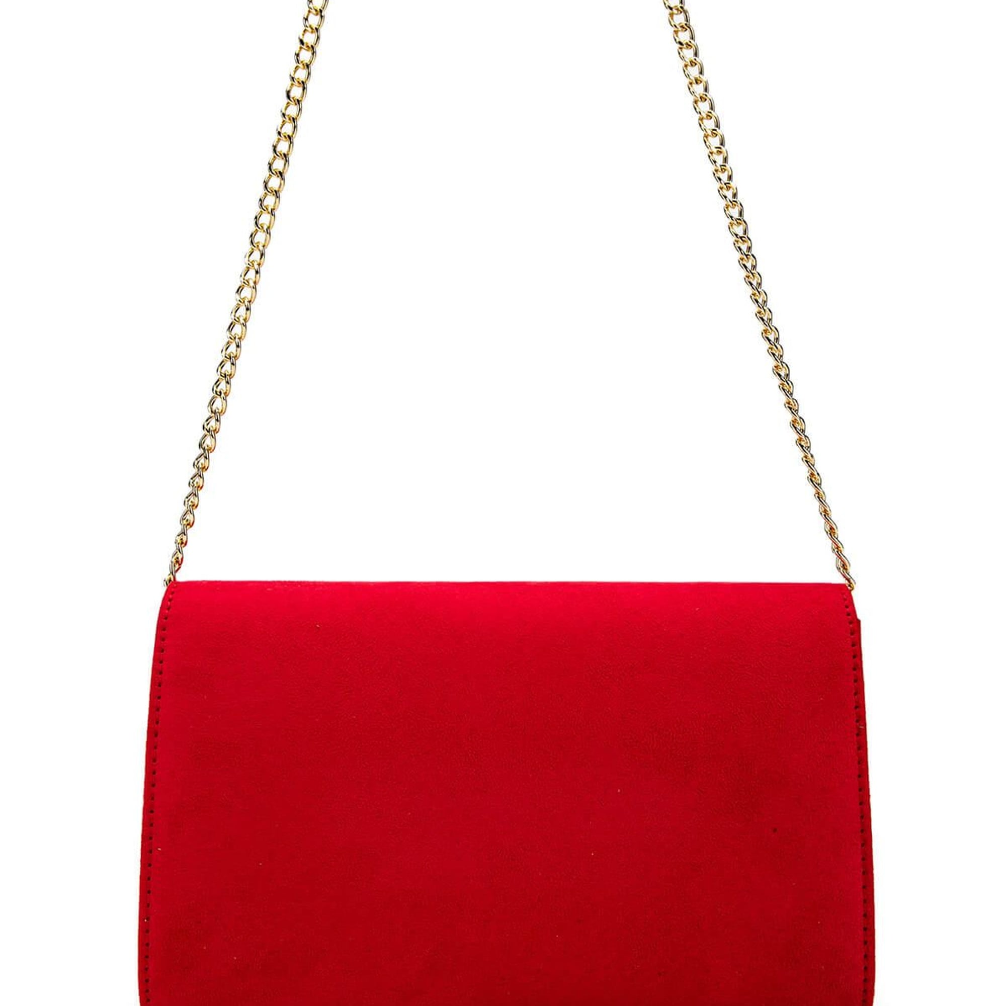 Tamer Tanca Kadın Vegan Kırmızı Süet Omuz Çanta