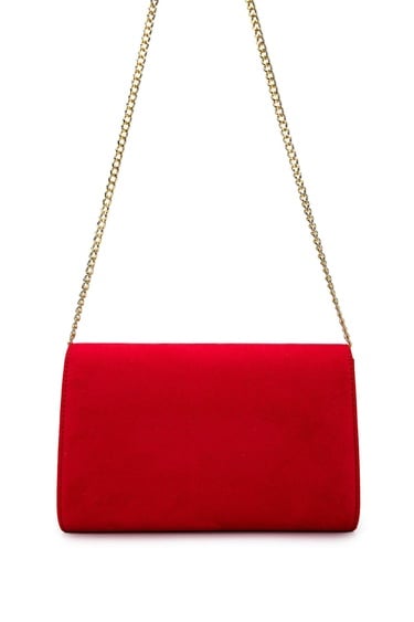  Tamer Tanca Kadın Vegan Kırmızı Süet Omuz Çanta