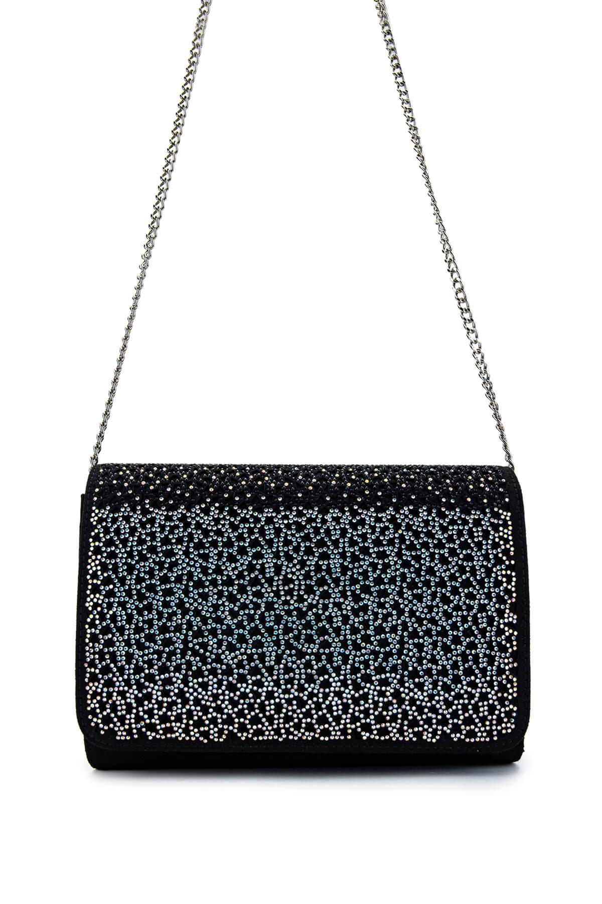  Tamer Tanca Kadın Vegan Siyah Süet Omuz Çanta