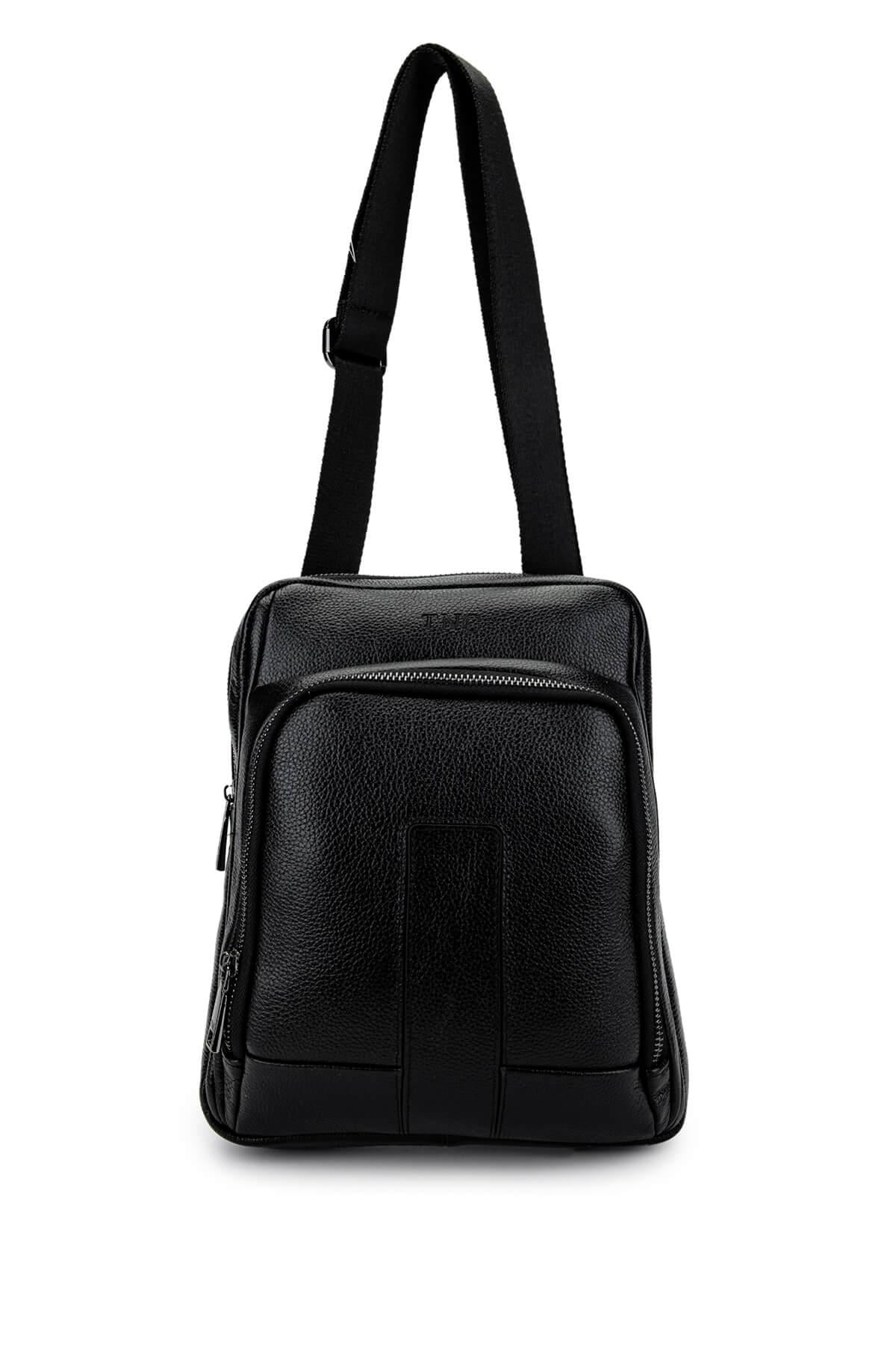  Tamer Tanca Erkek Hakiki Deri Siyah Postacı Çanta