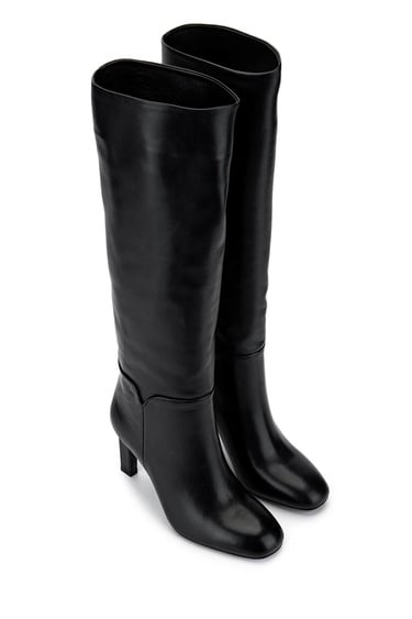  Tamer Tanca Kadın Hakiki Deri Siyah Deri Klasik Çizme