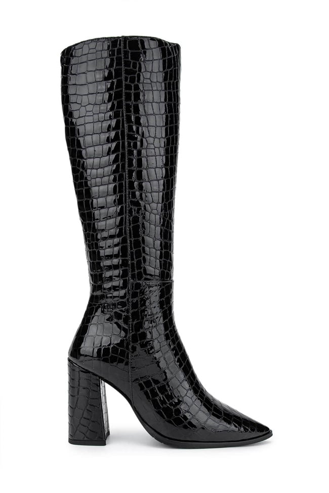  Tamer Tanca Kadın Hakiki Deri Siyah Kroko Casual Çizme