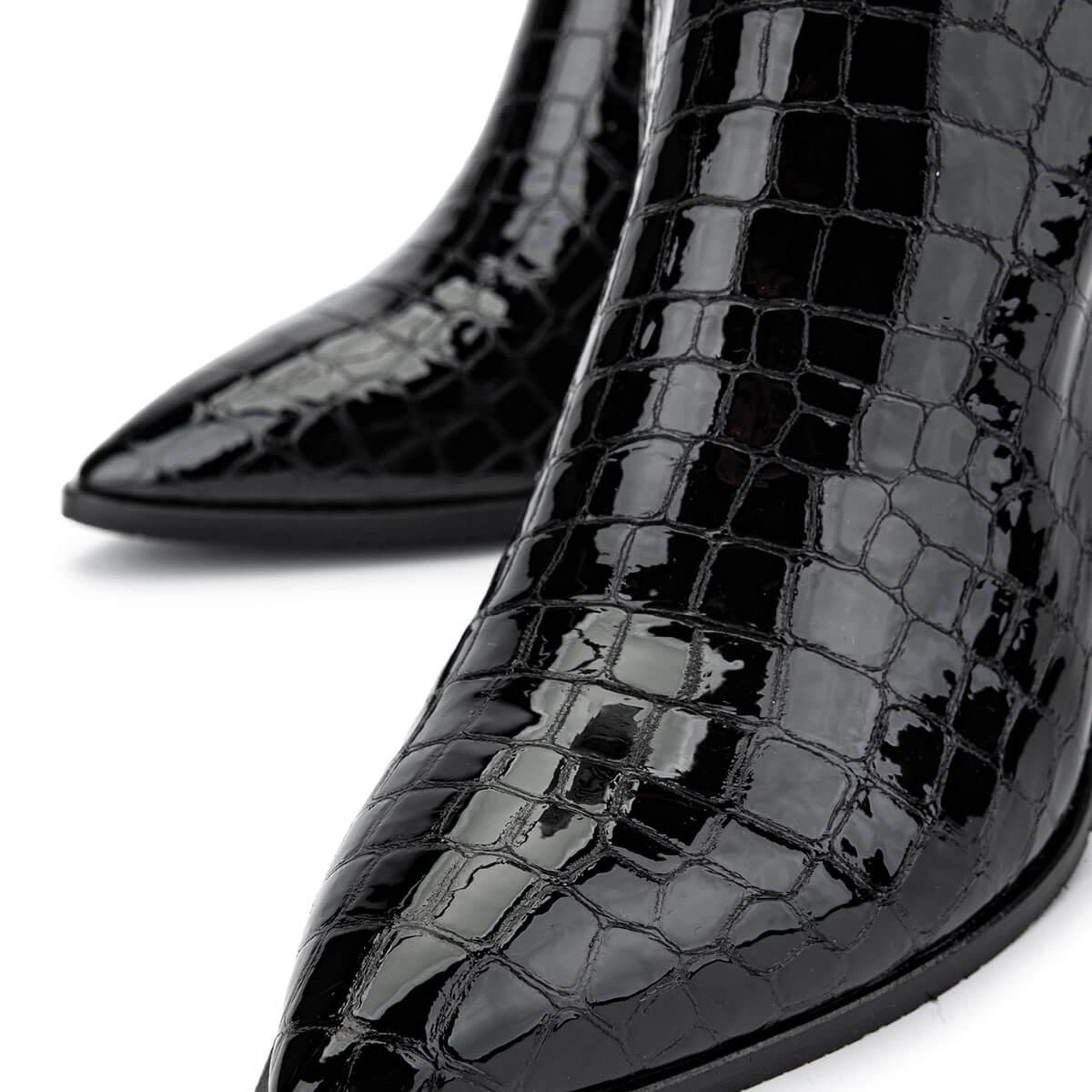 Tamer Tanca Kadın Hakiki Deri Siyah Kroko Casual Çizme