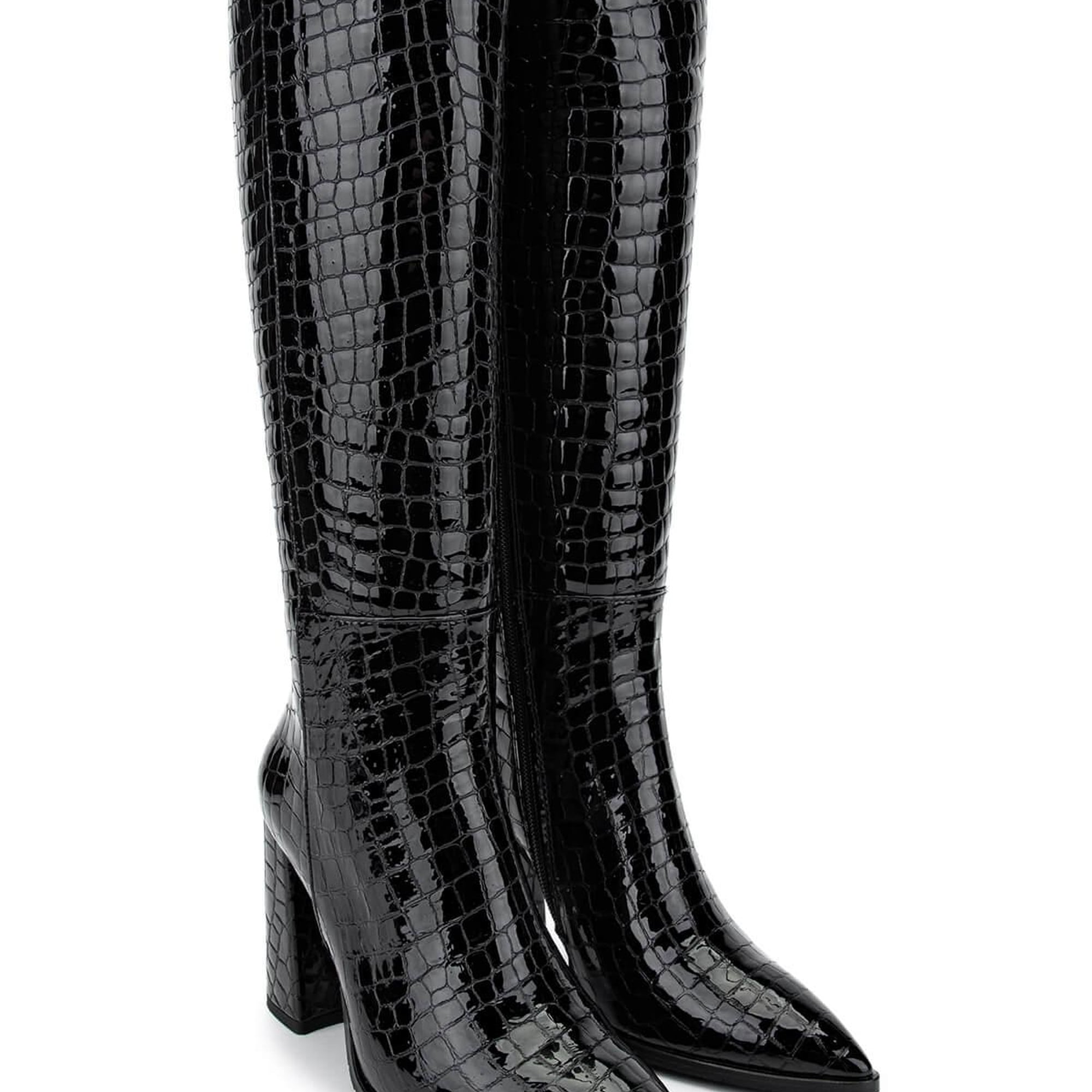 Tamer Tanca Kadın Hakiki Deri Siyah Kroko Casual Çizme