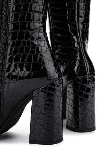  Tamer Tanca Kadın Hakiki Deri Siyah Kroko Casual Çizme