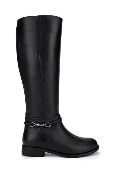  Tamer Tanca Kadın Hakiki Deri Siyah Deri Klasik Çizme