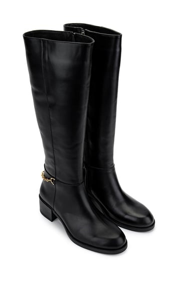  Tamer Tanca Kadın Hakiki Deri Siyah Deri Klasik Çizme