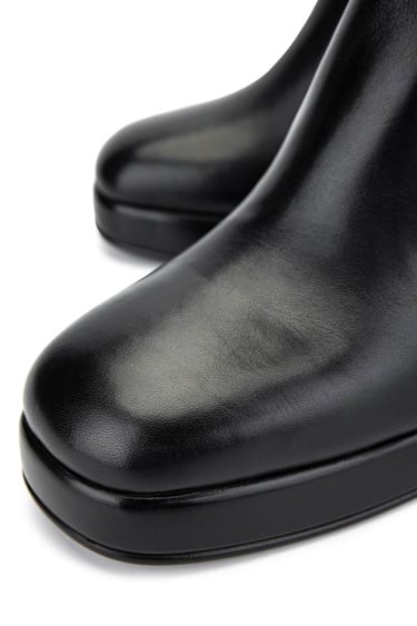  Tamer Tanca Kadın Hakiki Deri Siyah Deri Topuklu Çizme