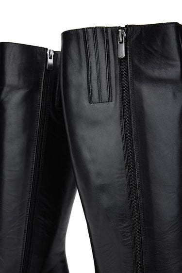  Tamer Tanca Kadın Hakiki Deri Siyah Deri Topuklu Çizme