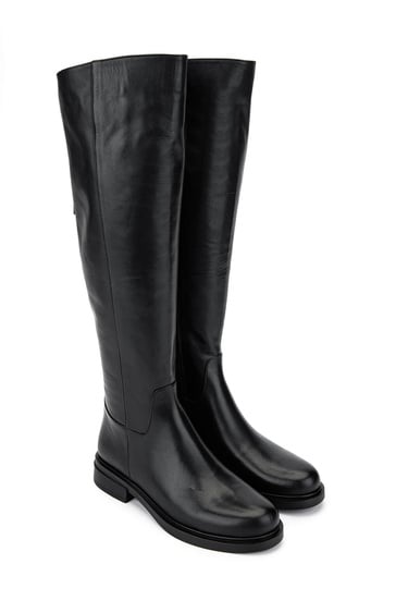  Tamer Tanca Kadın Hakiki Deri Siyah Deri Casual Çizme