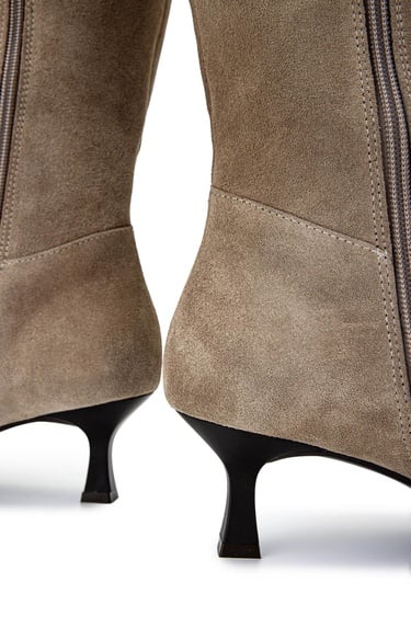  Tamer Tanca Kadın Hakiki Deri Bej Süet Topuklu Çizme