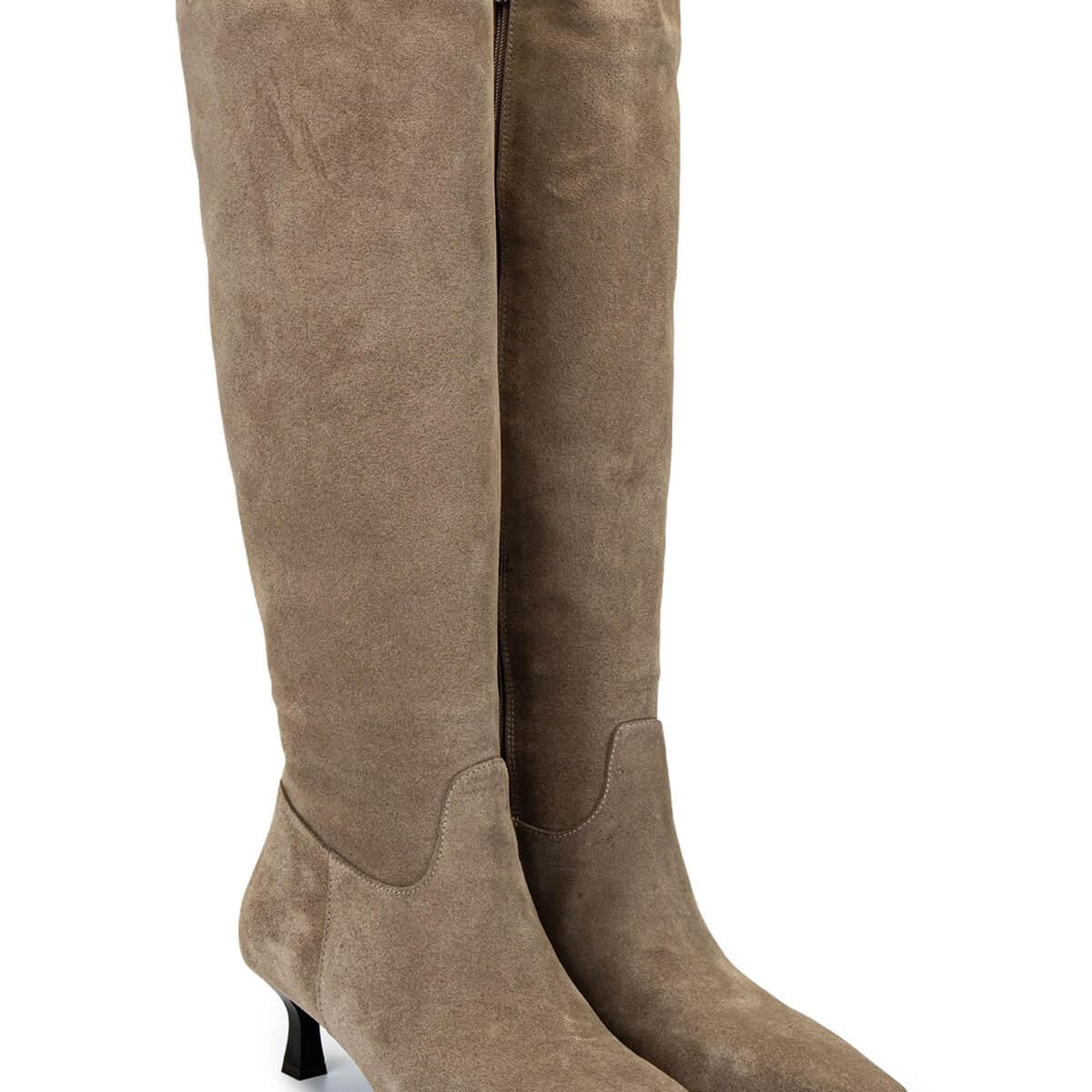 Tamer Tanca Kadın Hakiki Deri Bej Süet Topuklu Çizme