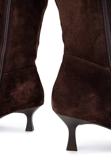  Tamer Tanca Kadın Hakiki Deri Kahverengi Süet Topuklu Çizme