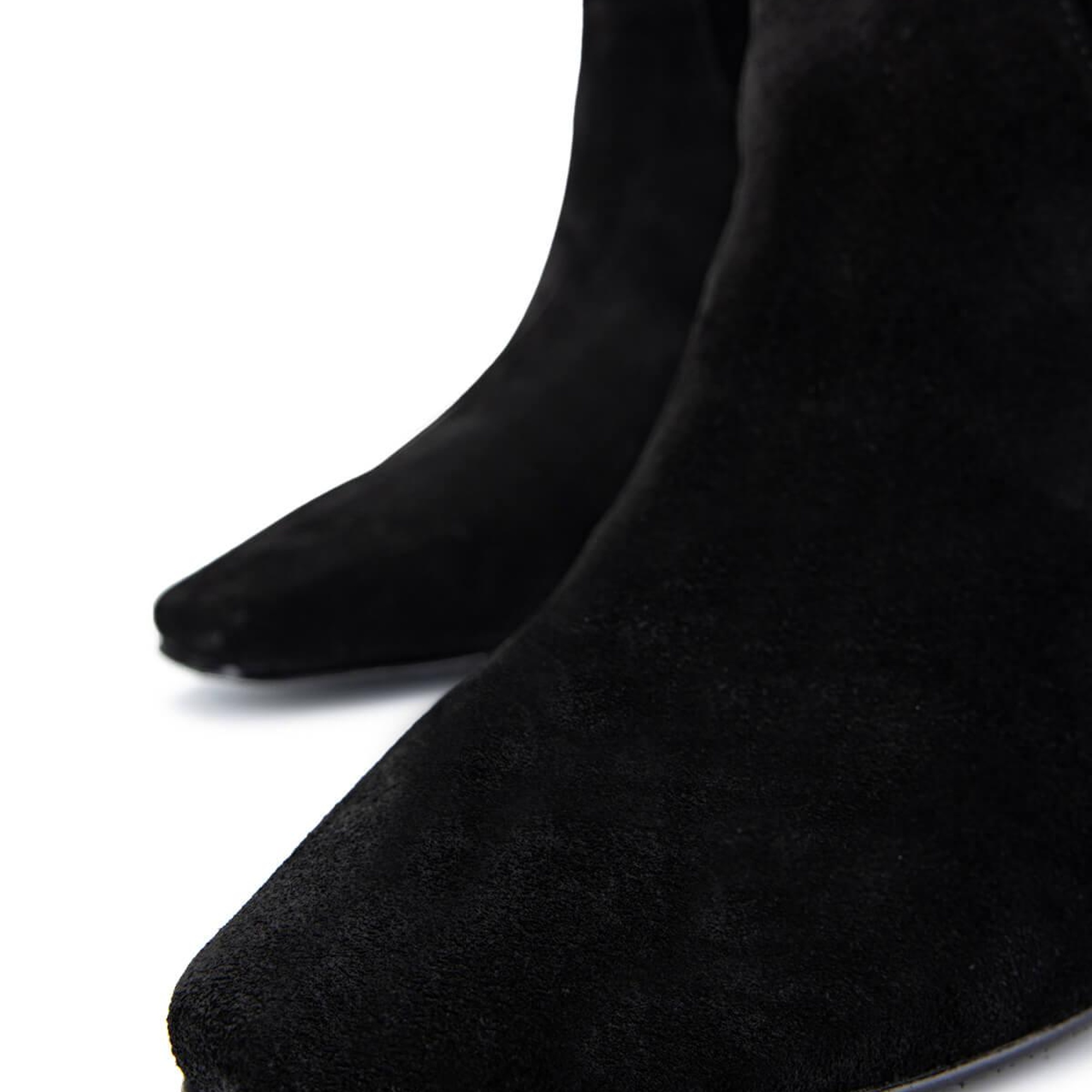 Tamer Tanca Kadın Hakiki Deri Siyah Süet Topuklu Çizme