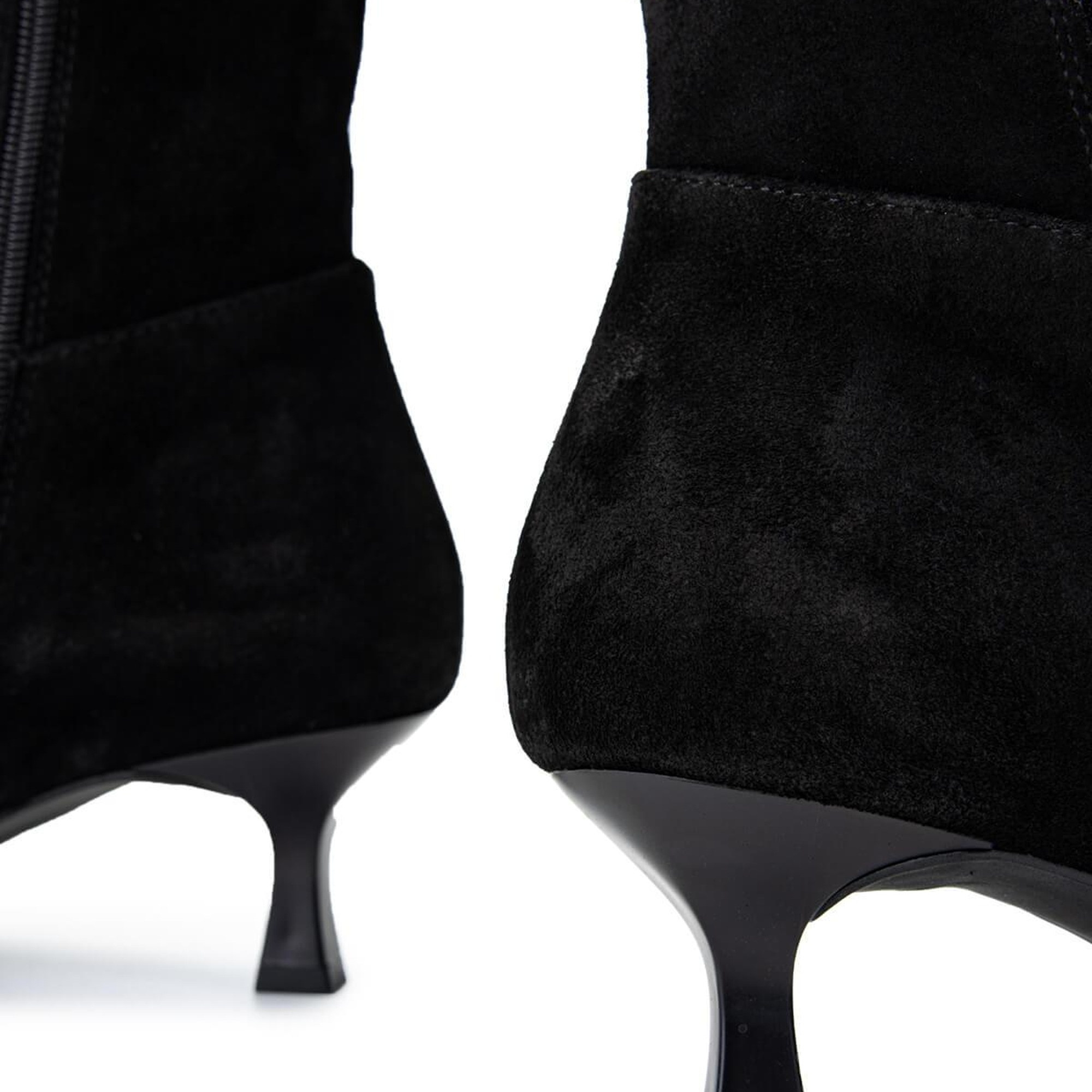 Tamer Tanca Kadın Hakiki Deri Siyah Süet Topuklu Çizme