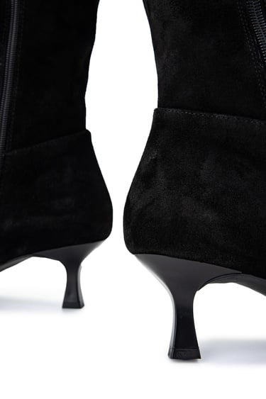  Tamer Tanca Kadın Hakiki Deri Siyah Süet Topuklu Çizme