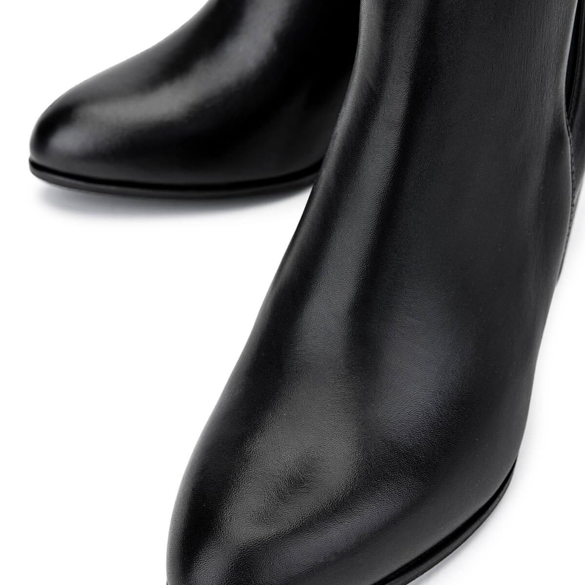 Tamer Tanca Kadın Hakiki Deri Siyah Deri Topuklu Çizme